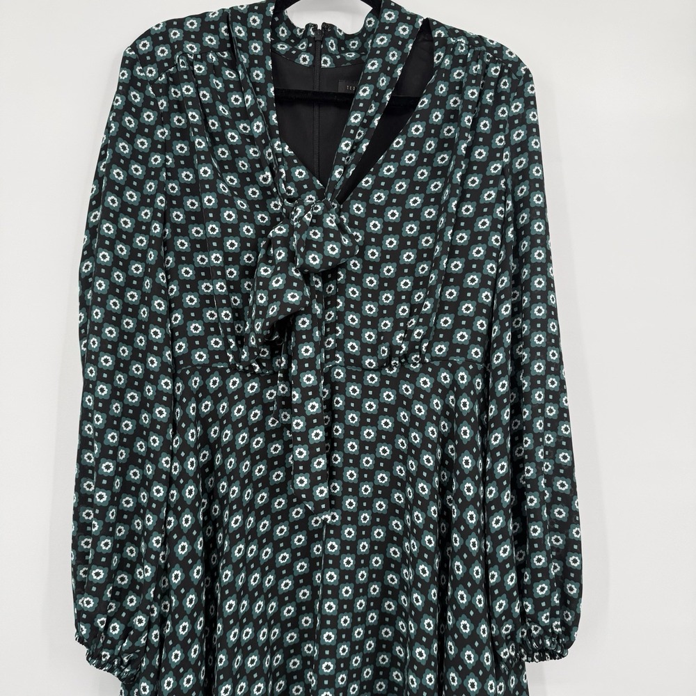 Ted Baker Dress Womens 2 US 4 Printed Neck Tie Long Sleeve Cinch Waist Mini - Picture 3 of 13